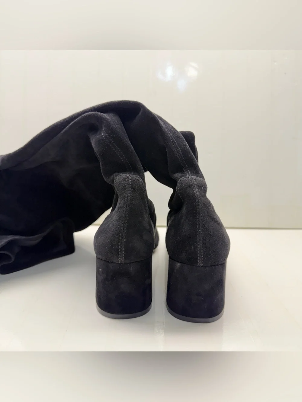 NEW AGL Black Over-the-Knee Suede Block Heel Boots, Size 37
